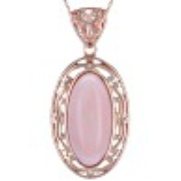 JTV Pink Opal 18K Rose Gold Over Silver Pendant - Picture 9 of 9